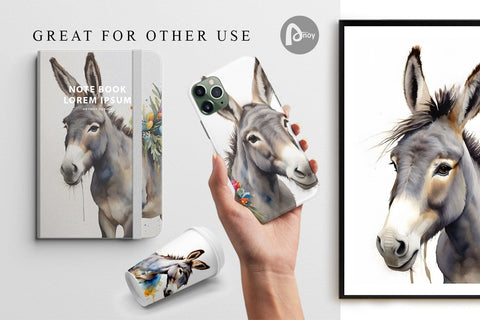 Digital Paper Watercolor Donkey Easter Digital Pattern artnoy 