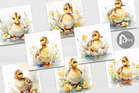 Digital Paper Watercolor Easter Duck Digital Pattern artnoy 
