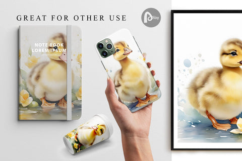 Digital Paper Watercolor Easter Duck Digital Pattern artnoy 