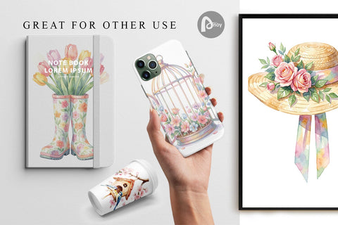 Digital Paper Watercolor Enchanted Garden Mom Floral Digital Pattern artnoy 