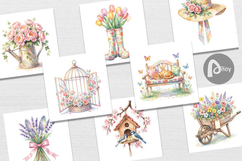 Digital Paper Watercolor Enchanted Garden Mom Floral Digital Pattern artnoy 