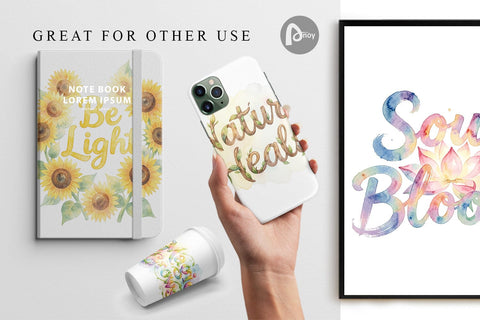 Digital Paper Watercolor Enchanted Magic Flower Quote Digital Pattern artnoy 