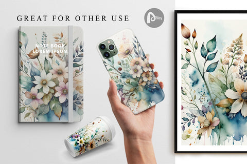 Digital Paper Watercolor Floral Digital Pattern artnoy 