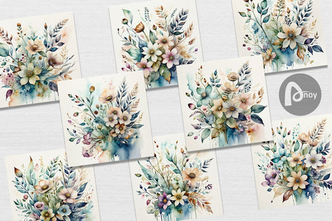 Digital Paper Watercolor Floral Digital Pattern artnoy 