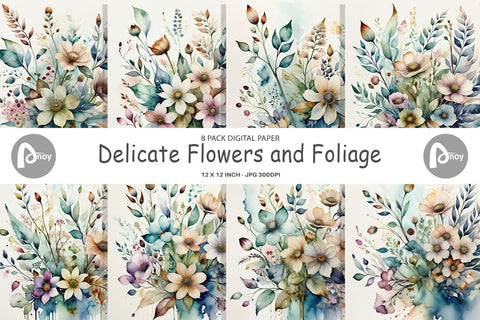 Digital Paper Watercolor Floral Digital Pattern artnoy 