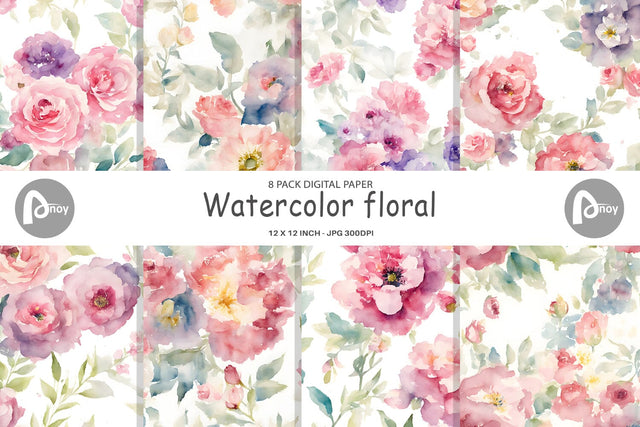 Digital Paper Watercolor floral Digital Pattern artnoy 
