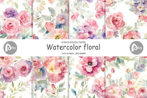 Digital Paper Watercolor floral Digital Pattern artnoy 