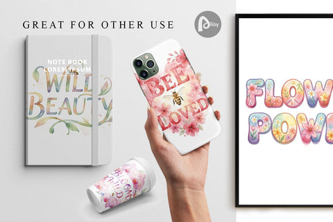 Digital Paper Watercolor Floral Meadow Bee Quotes Digital Pattern artnoy 