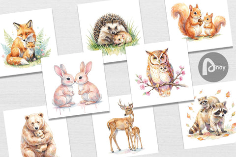 Digital Paper Watercolor Forest Motherhood Love Digital Pattern artnoy 