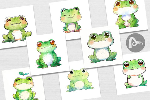 Digital Paper Watercolor Frog Digital Pattern artnoy 