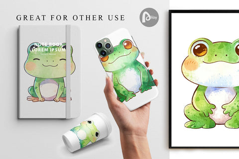 Digital Paper Watercolor Frog Digital Pattern artnoy 