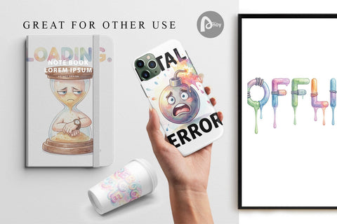 Digital Paper Watercolor Funny 90s Tech Quotes Digital Pattern artnoy 