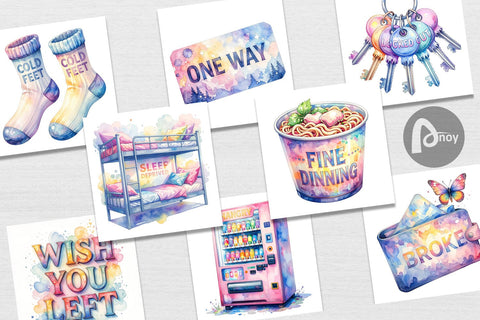 Digital Paper Watercolor Funny Broke Traveler Quotes Digital Pattern artnoy 