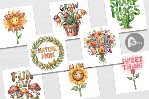 Digital Paper Watercolor Funny Wonky Floral Mom Art Quotes Digital Pattern artnoy 