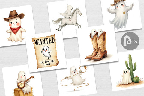 Digital Paper Watercolor Ghostly Wild West Digital Pattern artnoy 