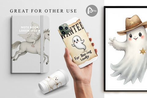 Digital Paper Watercolor Ghostly Wild West Digital Pattern artnoy 