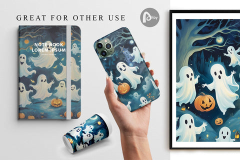 Digital Paper Watercolor Ghosts Sublimation artnoy 