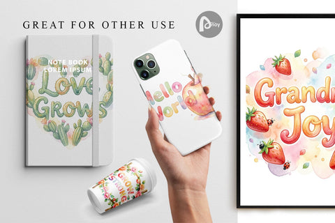 Digital Paper Watercolor Grandma Little Sprout Quote Digital Pattern artnoy 