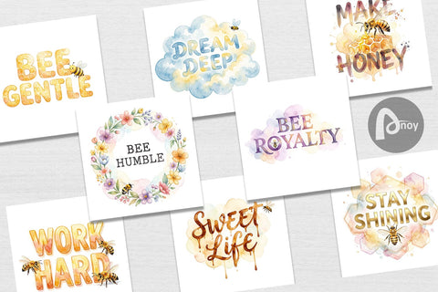 Digital Paper Watercolor Honeycomb Bee Motivation Quotes Digital Pattern artnoy 