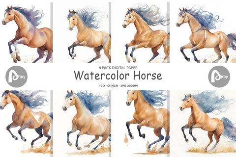 Digital paper Watercolor Horse Digital Pattern artnoy 