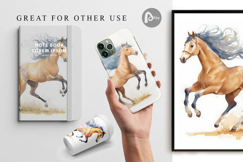 Digital paper Watercolor Horse Digital Pattern artnoy 