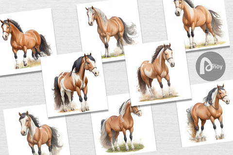 Digital Paper Watercolor Horse Digital Pattern artnoy 