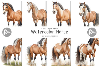 Digital Paper Watercolor Horse Digital Pattern artnoy 