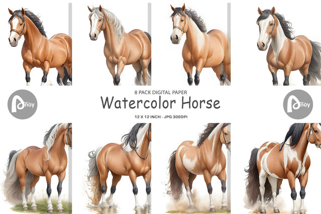 Digital Paper Watercolor Horse Digital Pattern artnoy 