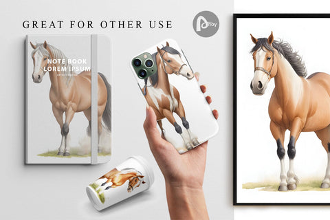 Digital Paper Watercolor Horse Digital Pattern artnoy 