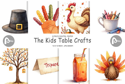 Digital Paper Watercolor Kids Table Crafts Digital Pattern artnoy 