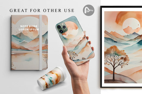 Digital Paper Watercolor Landscape Digital Pattern artnoy 