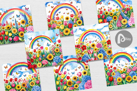 Digital Paper Watercolor Lush Garden Sublimation artnoy 