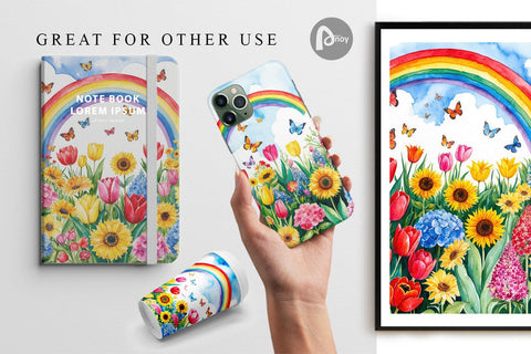 Digital Paper Watercolor Lush Garden Sublimation artnoy 