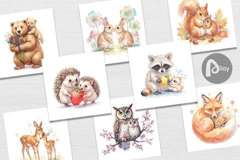 Digital Paper Watercolor Magical Forest Motherhood Digital Pattern artnoy 