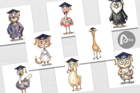 Digital Paper Watercolor Messy Animal Graduation Digital Pattern artnoy 