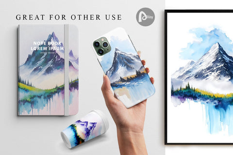 Digital paper Watercolor Mountain Digital Pattern artnoy 