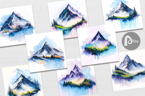 Digital paper Watercolor Mountain Digital Pattern artnoy 