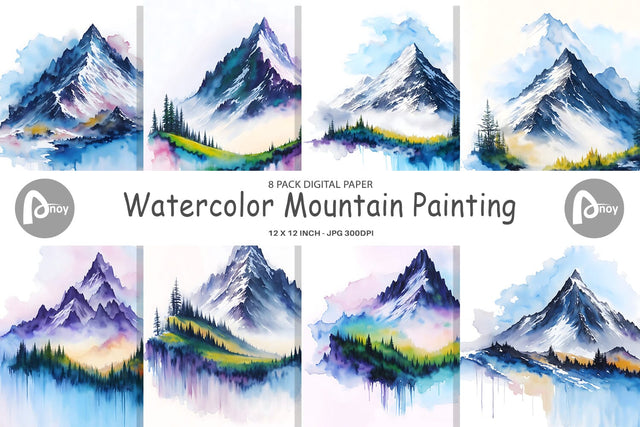 Digital paper Watercolor Mountain Digital Pattern artnoy 