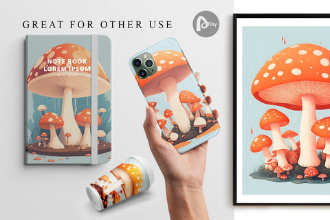 Digital Paper Watercolor Mushroom SVG artnoy 