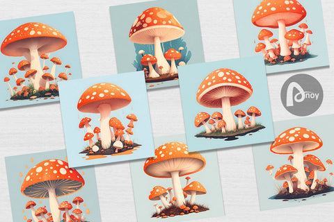 Digital Paper Watercolor Mushroom SVG artnoy 