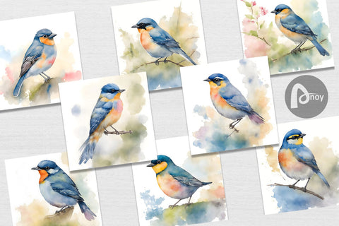 Digital Paper Watercolor Painting Birds Digital Pattern artnoy 