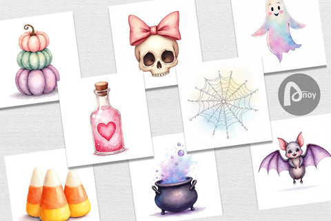 Digital Paper Watercolor Pastel Goth Cuties Digital Pattern artnoy 