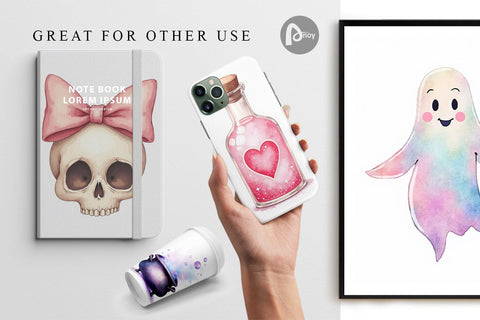 Digital Paper Watercolor Pastel Goth Cuties Digital Pattern artnoy 