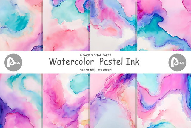 Digital Paper Watercolor Pastel Ink Digital Pattern artnoy 