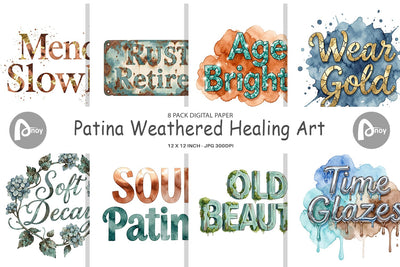 Digital Paper Watercolor Patina Weathered Healing Art Digital Pattern artnoy 