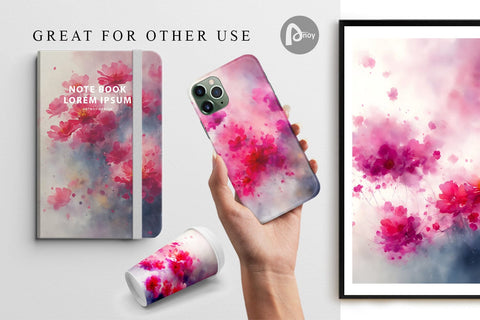Digital Paper Watercolor Pink Flower Digital Pattern artnoy 