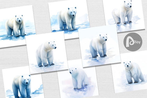 Digital Paper Watercolor Polar Bear Digital Pattern artnoy 