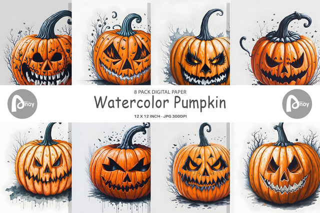 Digital paper Watercolor Pumpkin Digital Pattern artnoy 