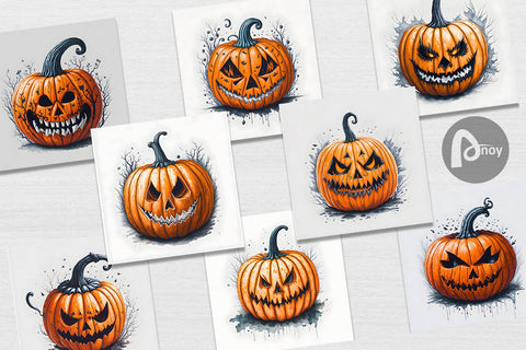 Digital paper Watercolor Pumpkin Digital Pattern artnoy 