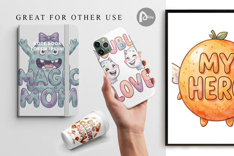 Digital Paper Watercolor Quirky Ugly Cute Momster Art Quotes Digital Pattern artnoy 